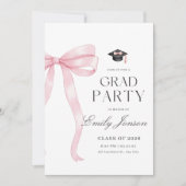 Pink Bow Graduation Party Coquette Modern Graduate Einladung (Vorderseite)