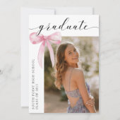 Pink Bow Graduation Party Einladung (Rückseite)