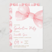 Pink Bow Graduation Party Einladung (Vorne/Hinten)