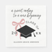 Pink Bow Graduation Party Favor Serviette (Vorderseite)