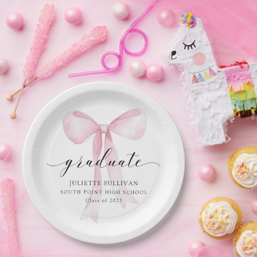 Pink Bow Graduation Party Pappteller (Party)