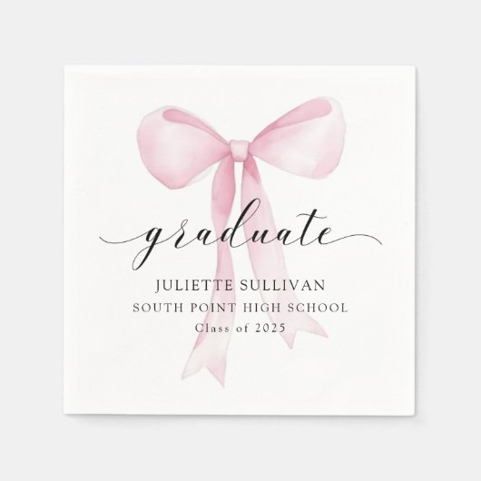 Pink Bow Graduation Party Serviette (Vorderseite)