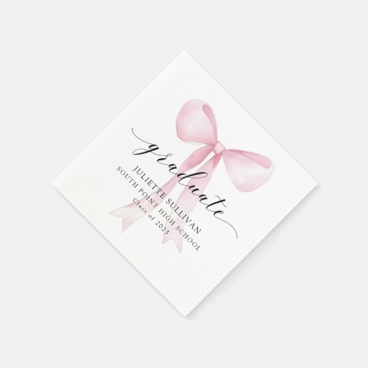 Pink Bow Graduation Party Serviette (Ecke)