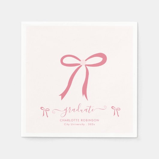 Pink Bow Graduation Party Serviette (Vorderseite)