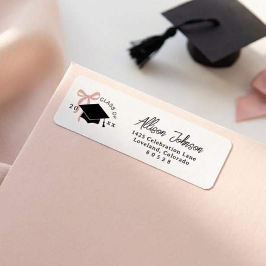 Pink Bow Graduation Return Address