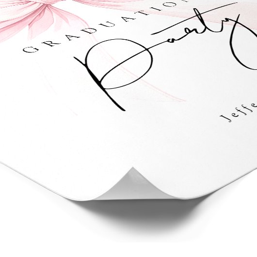 Pink Bow Graduation Sign Poster (Ecke)