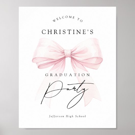 Pink Bow Graduation Sign Poster (Vorne)
