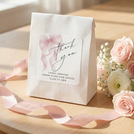 Pink Bow Graduation Thank You Quadratischer Aufkleber