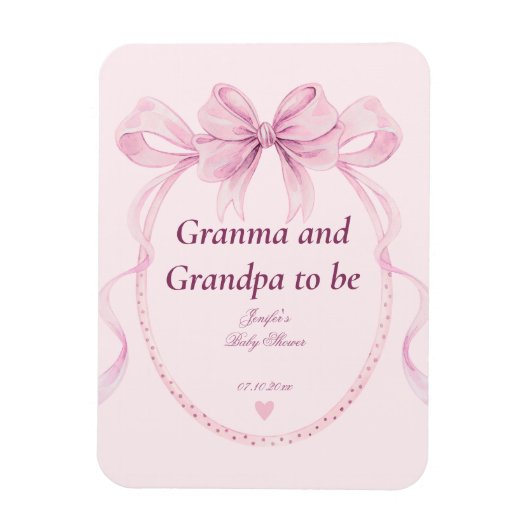 Pink Bow Grandma and Grandpa to Be Baby Shower Magnet (Vertikal)