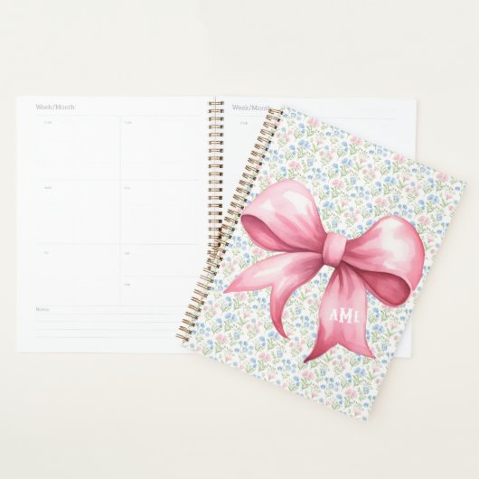 Pink Bow Grandmillennial Floral Monogram Planer (Anzeige)