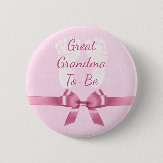 Pink Bow Great Oma zum Baby Showknopf Button (Vorderseite)