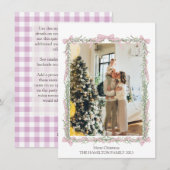 Pink Bow Green Garland Rückmeldung Feiertagskarte (Vorne/Hinten)