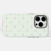 Pink Bow Green Gingham Personalisiert Name Case-Mate iPhone Hülle (Rückseite (Horizontal))