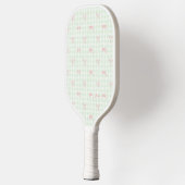 Pink Bow Green Gingham Personalisiert Name Pickleball Schläger (Links)