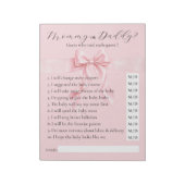 Pink Bow Gril Baby-Shower-SPIEL: Mama oder Papa Notizblock (Rotiert)