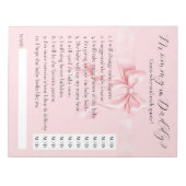 Pink Bow Gril Baby-Shower-SPIEL: Mama oder Papa Notizblock (Vorderseite)