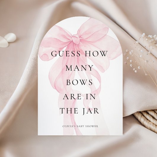 Pink Bow Guess How Many Game Baby Shower card Einladung