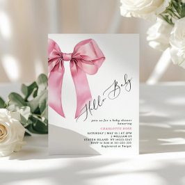 Pink Bow Hallo Baby Girl Baby Dusche Einladung