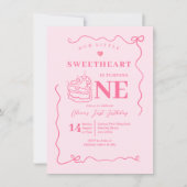 Pink Bow Handgezeichnete kleine Süße, die eine Einladung (Vorderseite)