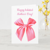 Pink Bow Happy Belated Mother Day Karte (Gelbe Blume)
