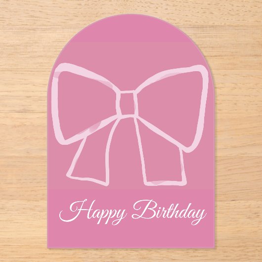 Pink Bow Happy Birthday - Acryleinladungen (Vorderseite)