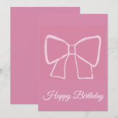 Pink Bow Happy Birthday - Einladung (Vorne/Hinten)