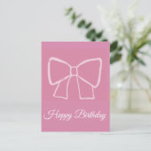 Pink Bow Happy Birthday - Postkarte (Stehend Vorderseite)