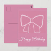 Pink Bow Happy Birthday - Postkarte (Vorne/Hinten)