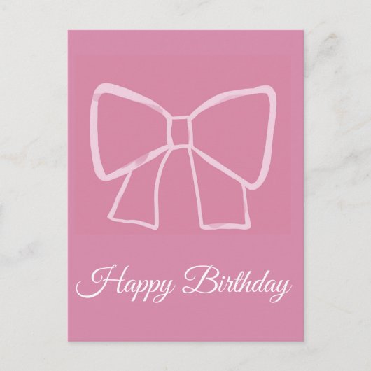 Pink Bow Happy Birthday - Postkarte (Vorderseite)