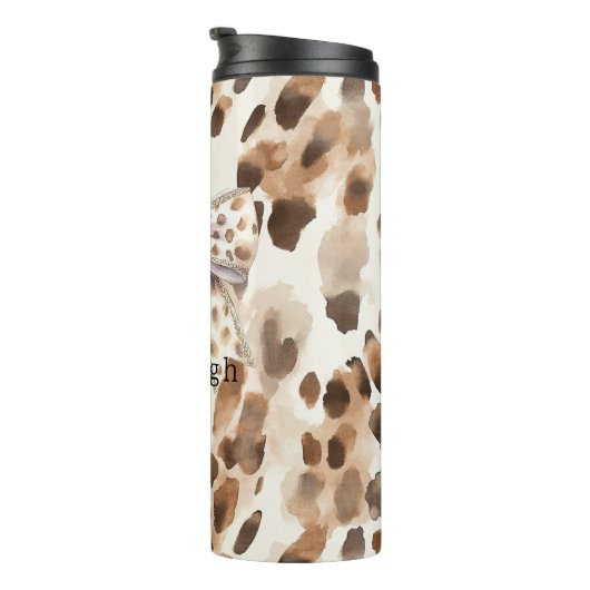 Pink Bow Heart Leopard Thermosbecher (Nach rechts gedreht)