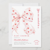 Pink Bow Hearts Valentines Baby Dusche Einladung (Vorderseite)