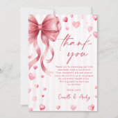 Pink Bow Hearts Valentines Baby Shower Dankeskarte (Vorderseite)