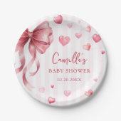 Pink Bow Hearts Valentines Baby Shower Pappteller (Vorderseite)