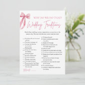 Pink Bow Hochzeitstraditionen Brautparty Game Einladung (Stehend Vorderseite)