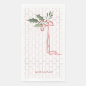 Pink Bow Holly Berry Weihnachtshandtuch Serviette (Vorderseite)