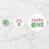 Pink Bow Horseshoe Clover Lucky One Birthday Konfetti (Vorderseiten)