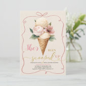 Pink Bow Ice Cream Scoopup Brautparty Einladung (Stehend Vorderseite)