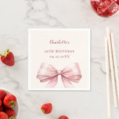 Pink bow ivory elegant birthday serviette (Beispiel)