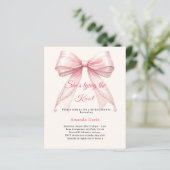 Pink bow ivory pearl knot Bridal Shower invitation (Stehend Vorderseite)