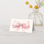 Pink Bow Ivory Place Cards | Elegant Folded Platzkarte (Rückseite)