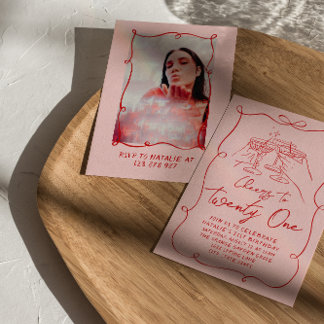 Pink Bow jubelt bis 21 Foto Geburtstag Einladung