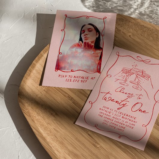 Pink Bow jubelt bis 21 Foto Geburtstag Einladung