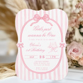 Pink Bow Just Wanna be One First Birthday Einladung