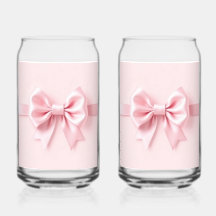 Pink Bow kann Glass Pair
