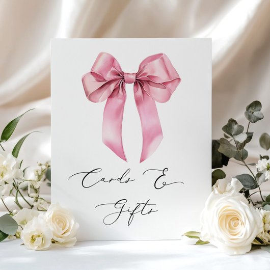 Pink Bow Karten und Geschenke elegante Kalligraphi Poster