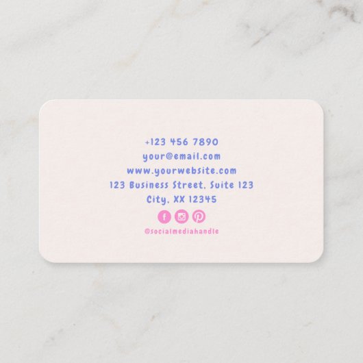 Pink Bow, Kinderpsychologe Visitenkarte (Rückseite)