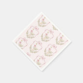Pink Bow Kleine Gänse Blumendusche Wappen Babydusc Serviette (Ecke)