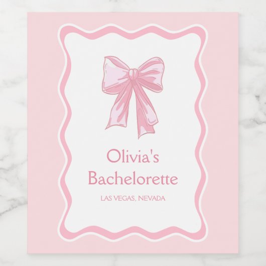 Pink Bow Kopiert den Knoten Bachelorette Weinetikett (Einzelnes Label)