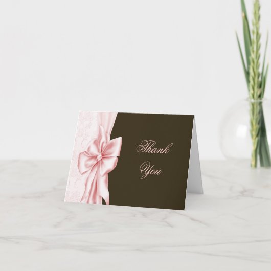 Pink Bow Lace Pink Brown Danke, dass ihr Karten ge (Vorderseite)
