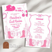 Pink Bow Last Rodeo Cowgirl Bachelorette Route Einladung